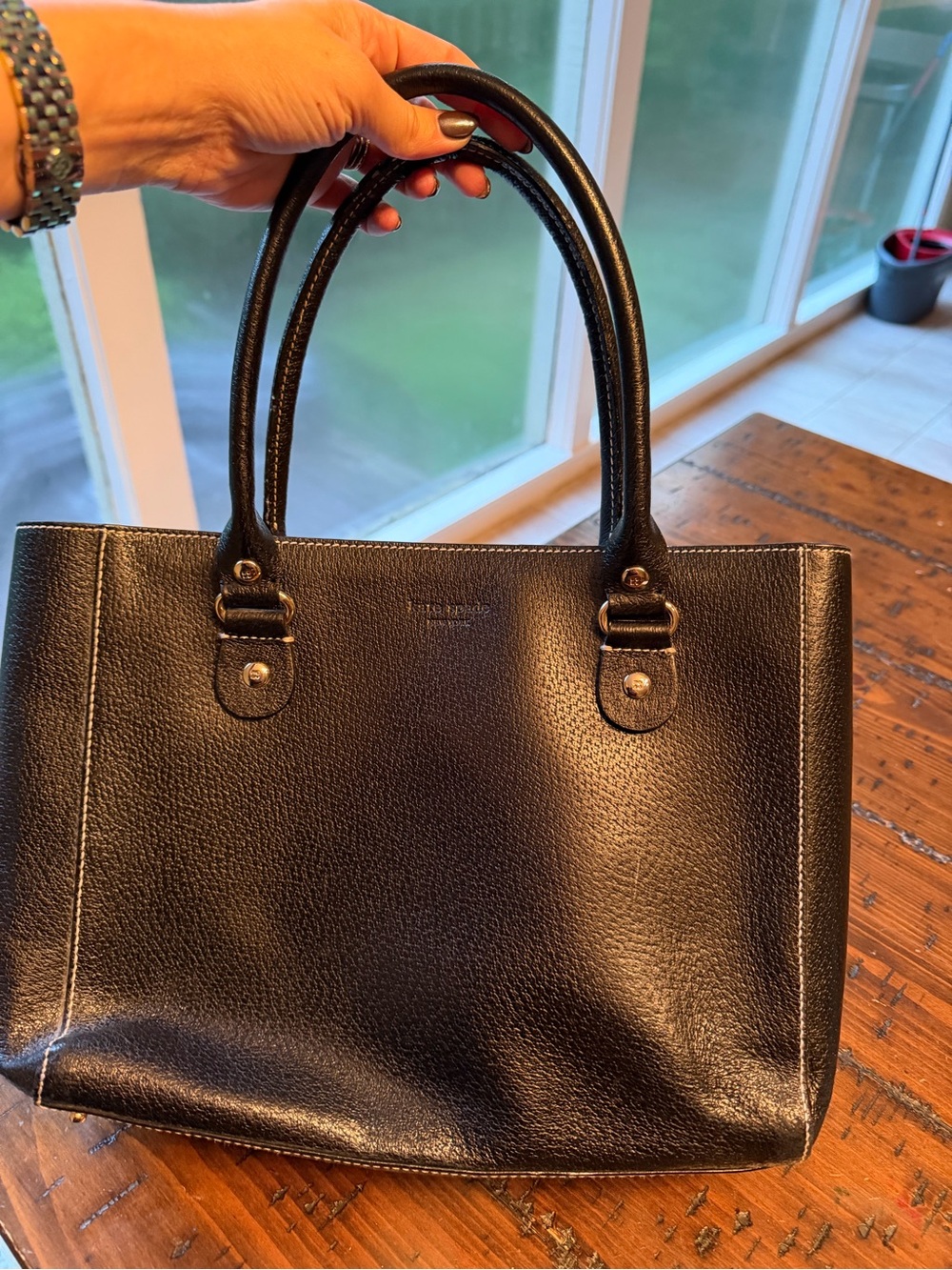 kate spade Black Pebbled Leather Double-Handle Shoulder Tote